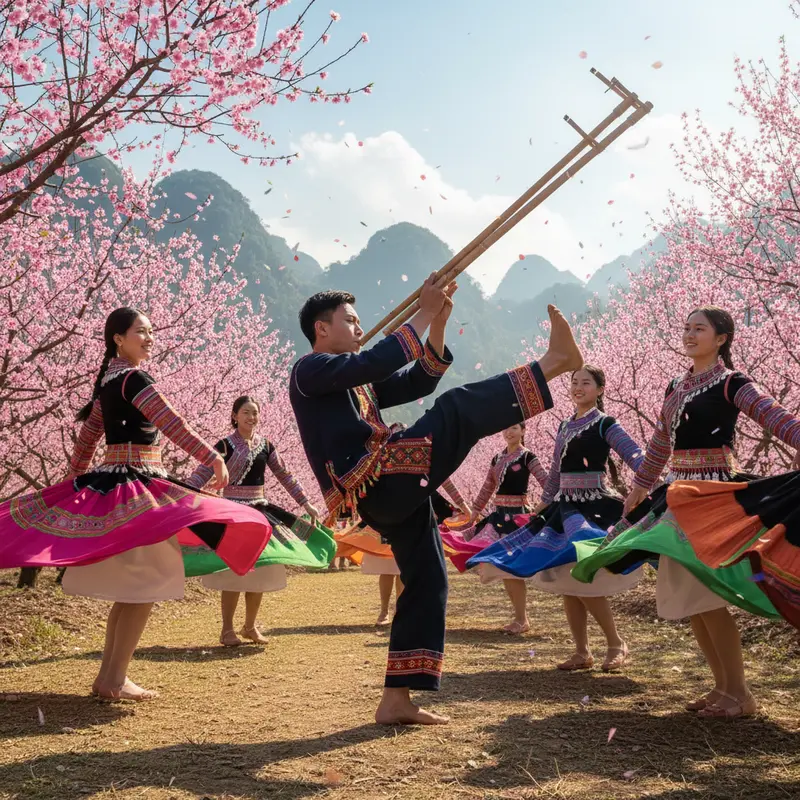 Không gian lễ hội Gầu Tào giữa thiên nhiên hùng vĩ của Hà Giang.